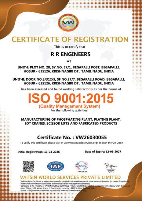 ISO 9001:2015 Certificate - RR Engineers